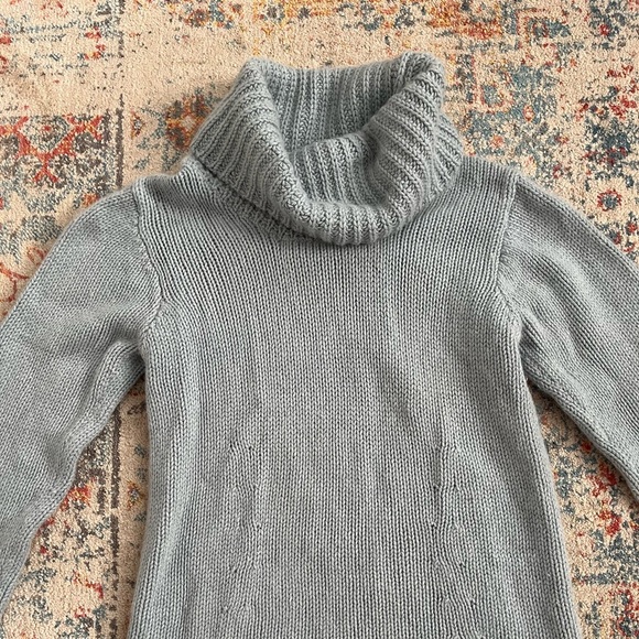 Banana Republic baby blue chunky knit wool-angora blend turtleneck - Picture 9 of 11